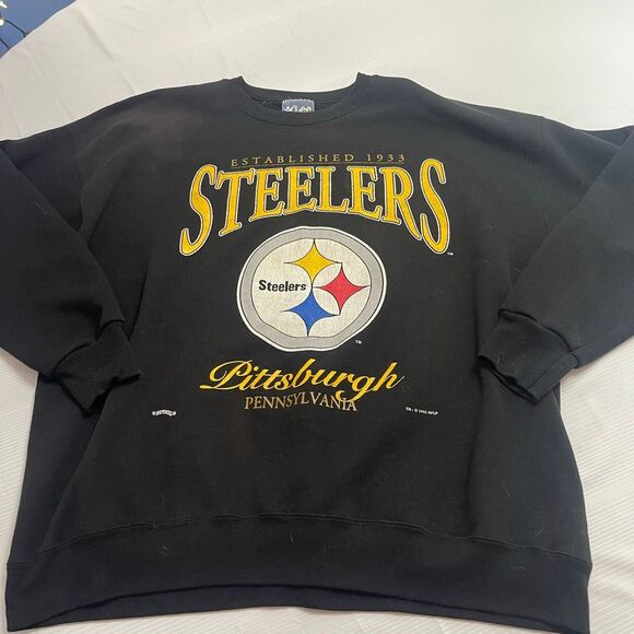 Vintage Pittsburgh Steelers Sweatshirt Men’s XXL Black 1990s NFL - Picture 1 of 10